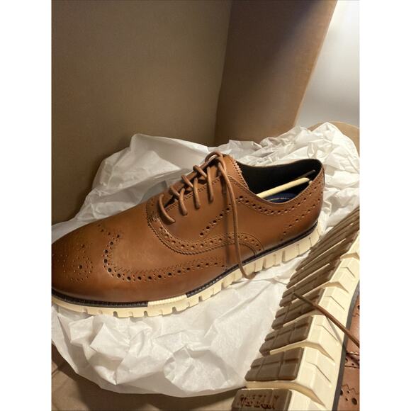 Cole Haan Zerogrand Wingtip Oxford C14493 Shoes British Tan Leather - Size 11.5 main image 5